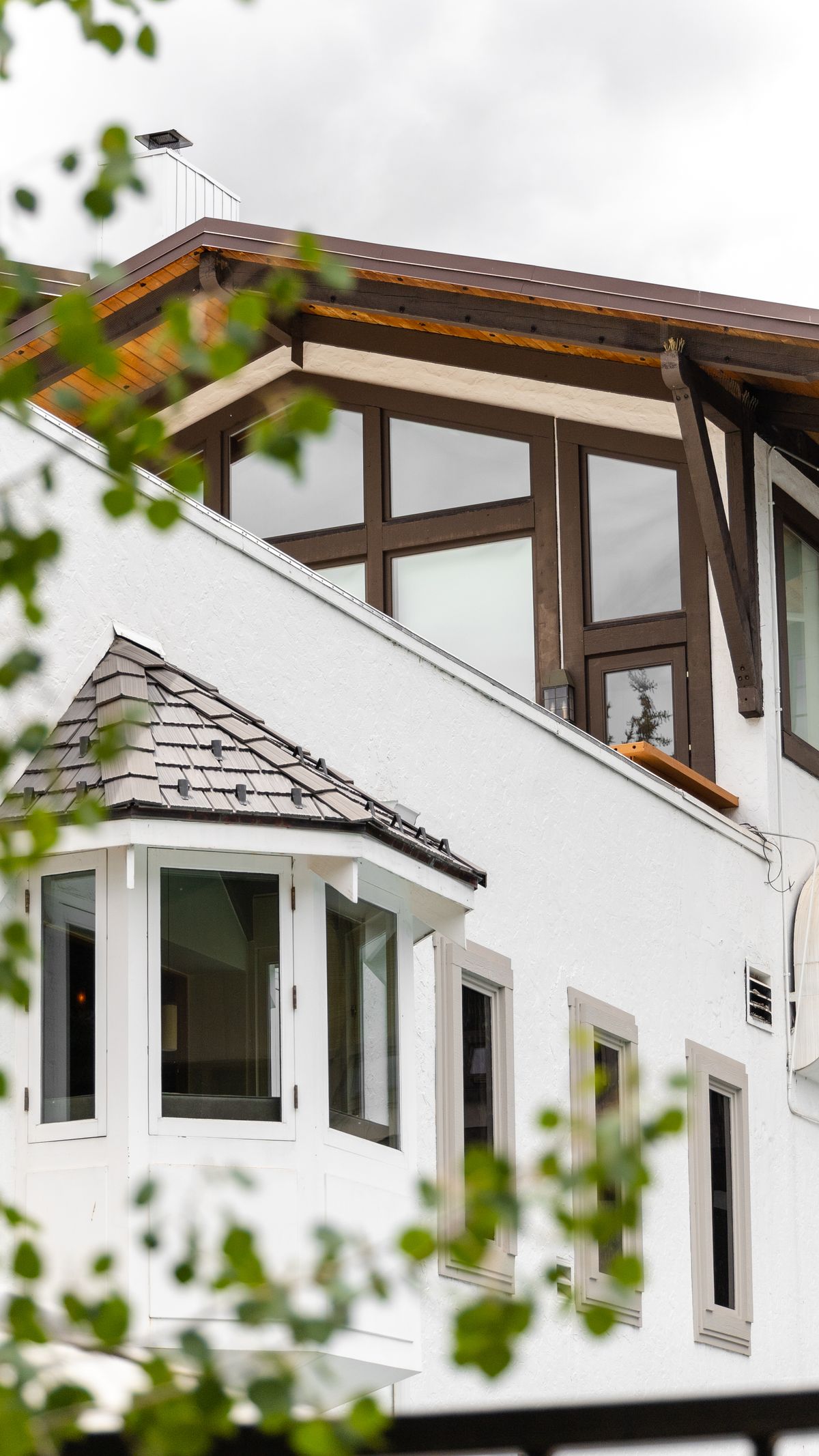 A home exterior and roofline