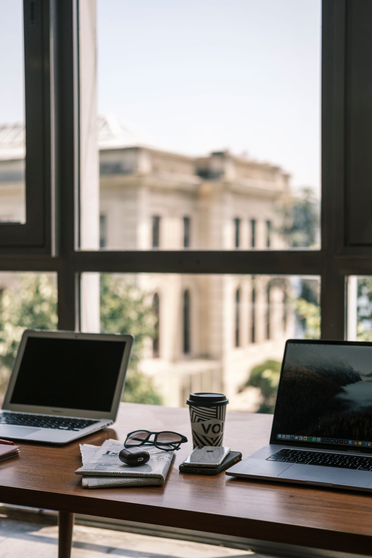 A bright professional workspace with a laptop